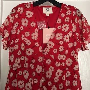 Size medium red floral maxi tea dress